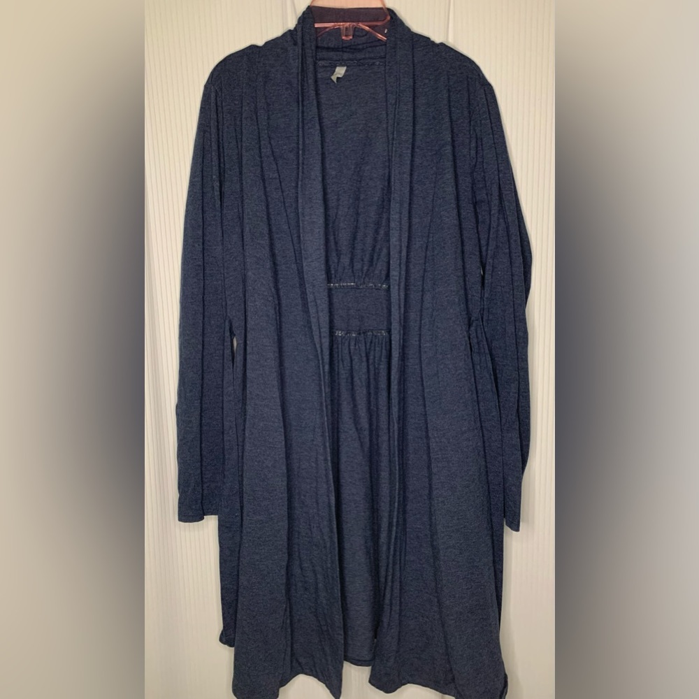Thyme Maternity Cardigan Open Front with Waist Tie Blue Size Medium